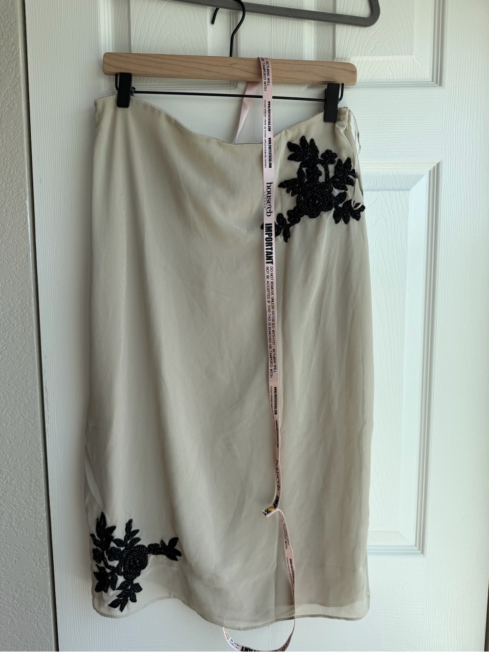 BNWT House of CB Amal Champagne Beaded Midi Skirt Size Large